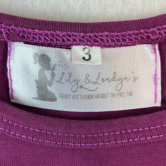 Lily & Londyn's Tunic Dress Girls Size 3T Deep Pink Peplum Long Sleeves Stretch - Picture 3 of 3